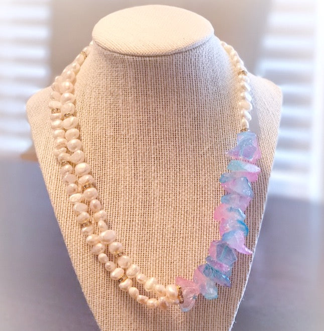 Baroque Pearls & Crystal Necklace - CallistabyVinita