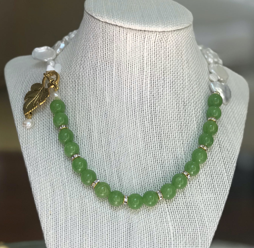 Keshi Pearls & Green Beads - CallistabyVinita
