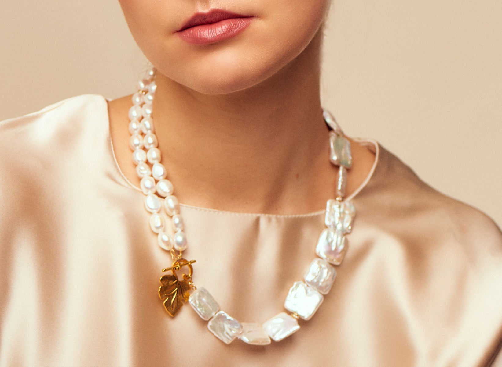 Square Coin & Baroque Pearls Necklace – Callista by Vinita